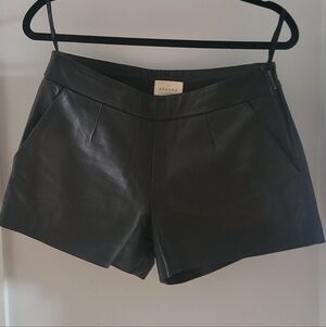 Sezane Black Leather High Waist Shorts